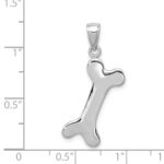 14k White Gold Solid Polished Dog Bone Charm - Image 5