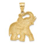 14k Solid Satin Diamond-cut Open-Backed Elephant Pendant - Image 3
