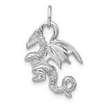 14k White Gold Solid Polished 3-D Dragon Charm - Image 3