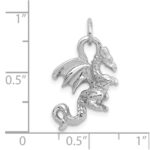 14k White Gold Solid Polished 3-D Dragon Charm - Image 4