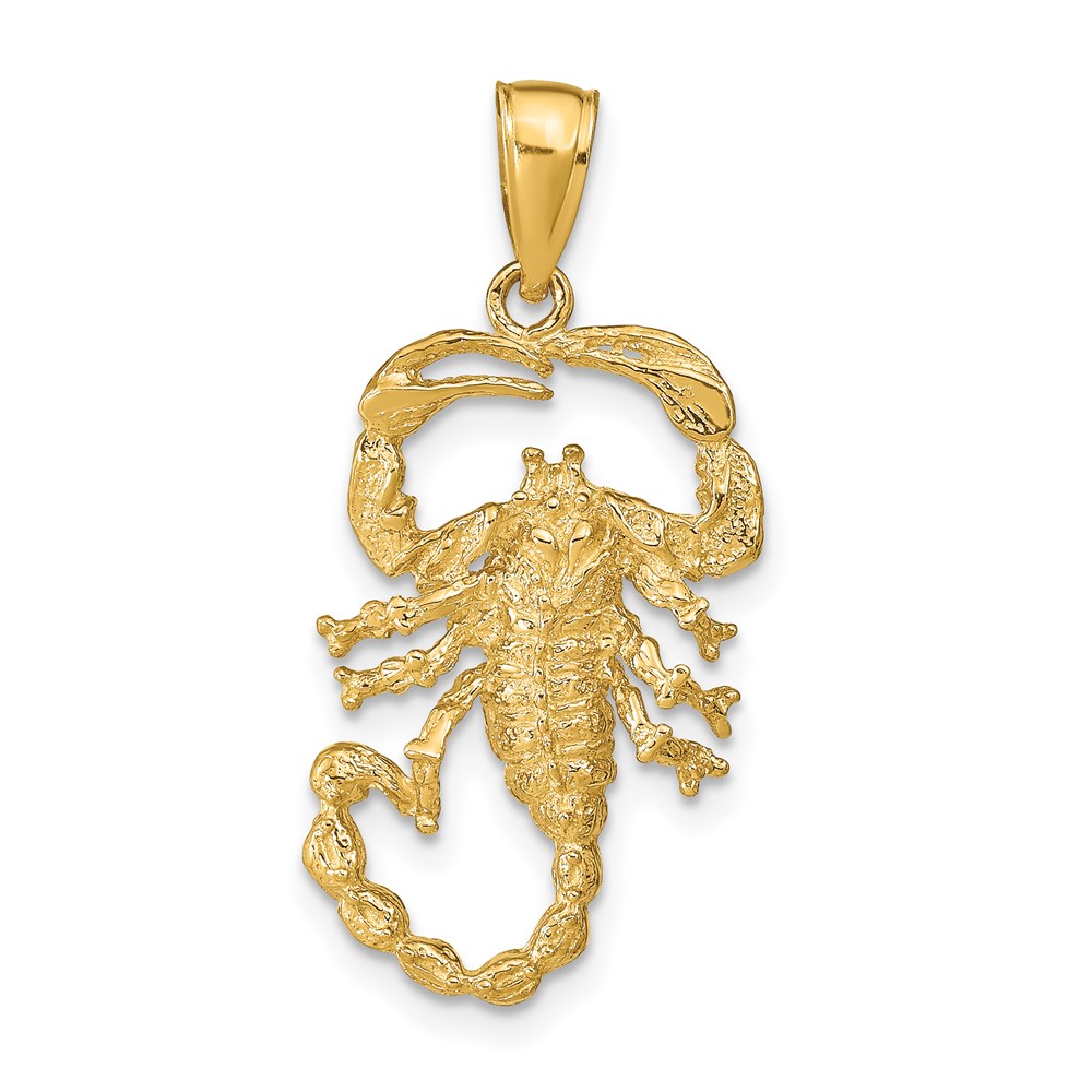 C2383.jpg 14k Solid Polished Open-Backed Scorpion Pendant - Image 1