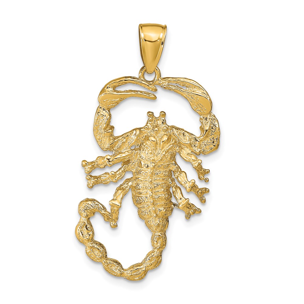C2384.jpg 14k Large Solid Polished Open-Backed Scorpion Pendant - Image 1
