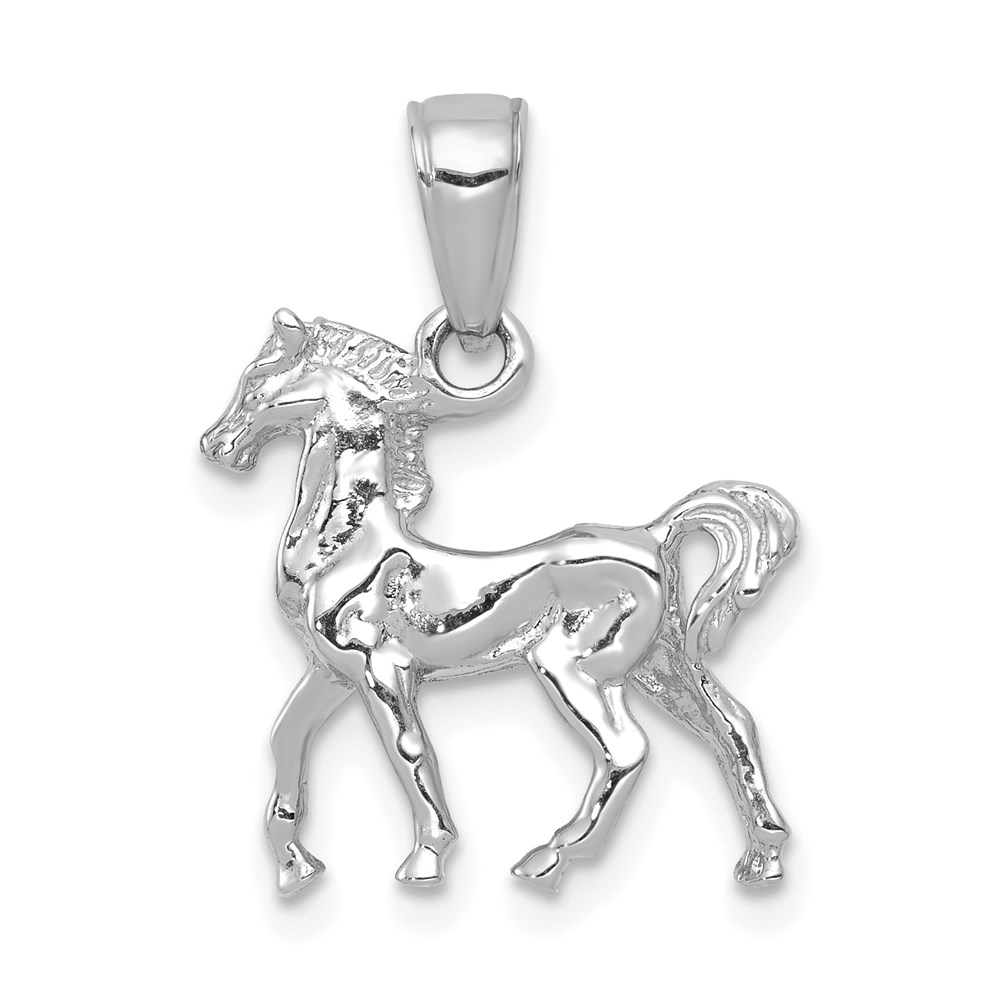 C2400W.jpg 14k White Gold Solid Polished 3-D Horse Charm - Image 1