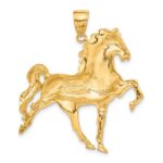14k Large Solid Polished Open-Backed Horse Pendant - Image 3
