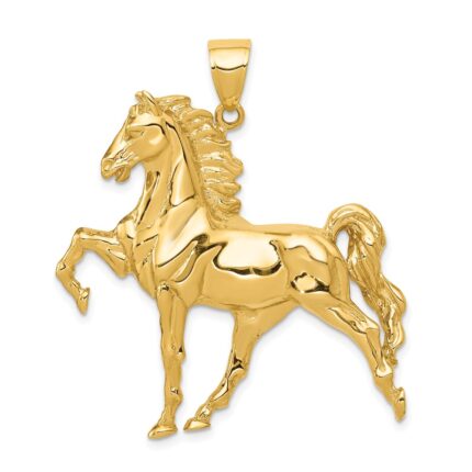 14k Large Solid Polished Open-Backed Horse Pendant