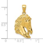 14k Solid Polished Open-Backed Horse Head Pendant - Image 4
