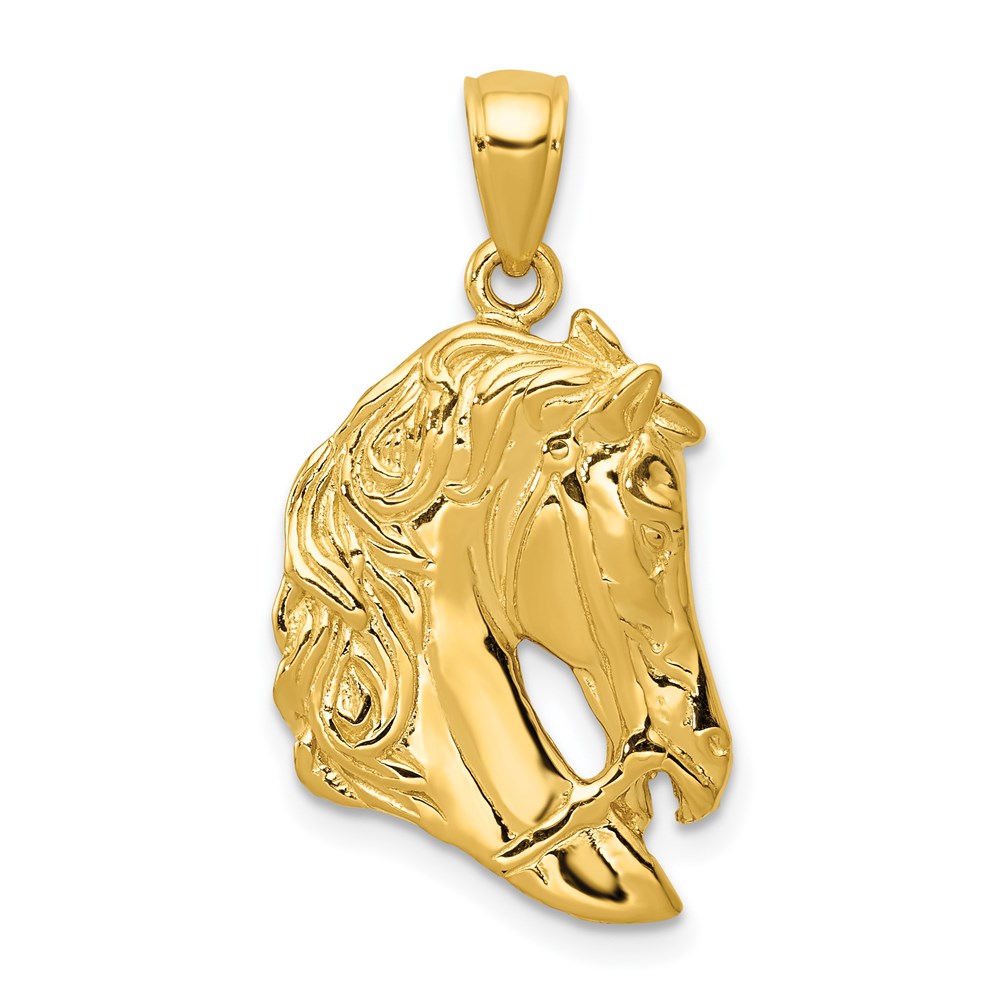 C2419.jpg 14k Solid Polished Open-Backed Horse Head Pendant - Image 1