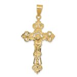 14k Two-tone INRI Fleur De Lis Crucifix Pendant - Image 4