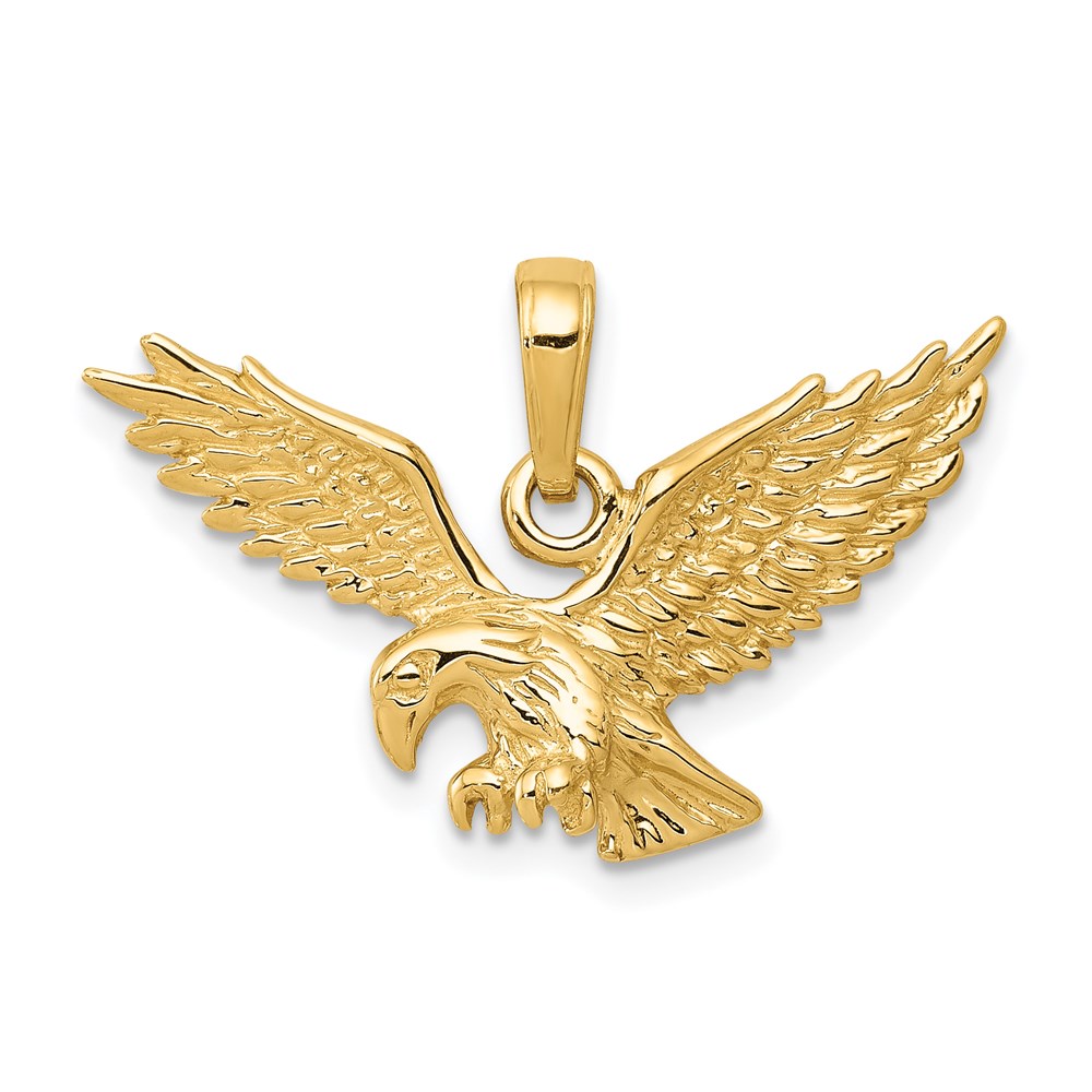 C2440.jpg 14k Solid Textured Eagle Landing Pendant - Image 1