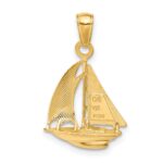 14k Polished Open-Backed Sailboat Pendant - Image 3
