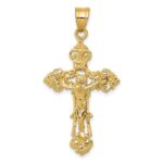 14k INRI Fleur De Lis Crucifix Pendant