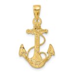 14k Solid Polished Anchor with Rope Pendant - Image 3
