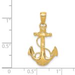 14k Solid Polished Anchor with Rope Pendant - Image 4