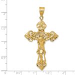 14k INRI Fleur De Lis Crucifix Pendant - Image 3