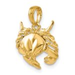 14k Polished Open-Backed Crab Pendant - Image 5