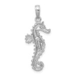 14k White Gold Polished Open-Backed Seahorse Pendant - Image 3