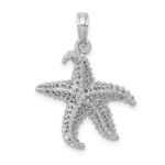 14k White Gold Polished Open-Backed Starfish Pendant