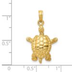 14K Solid Polished 3-D Turtle with Moveable Head and Legs Pendant - Image 4