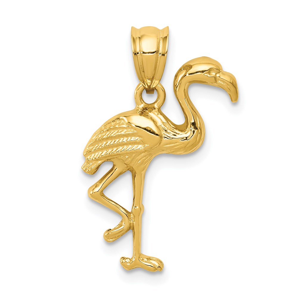 C2559.jpg 14k Solid Polished Open-Backed Flamingo Pendant - Image 1