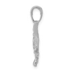 14k White Gold Polished Open-Backed Bass Fish Pendant - Image 2