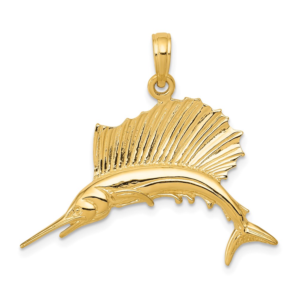 C2581.jpg 14k Polished Sailfish Pendant - Image 1