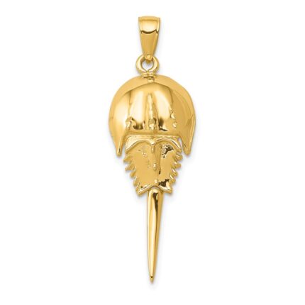 14k Polished Horseshoe Crab with Moveable Tail Pendant