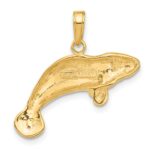 14k Solid Polished Manatee Pendant - Image 3