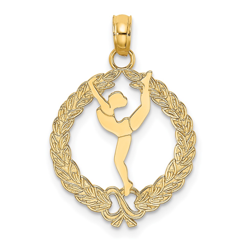 C2635.jpg 14k Solid Polished Framed Gymnast Charm - Image 1