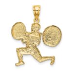 14k Solid Polished Weightlifter Pendant - Image 4