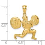 14k Solid Polished Weightlifter Pendant - Image 3