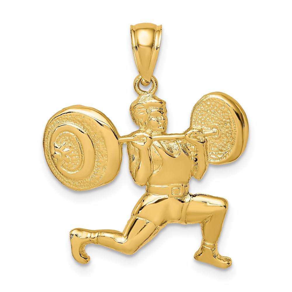 C2640.jpg 14k Solid Polished Weightlifter Pendant - Image 1