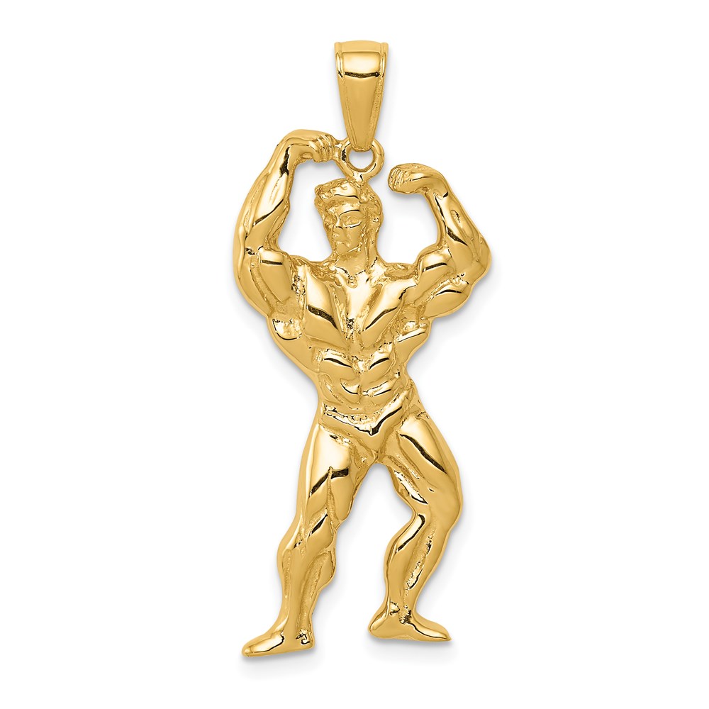 C2641.jpg 14k Solid Polished Weightlifter Pendant - Image 1