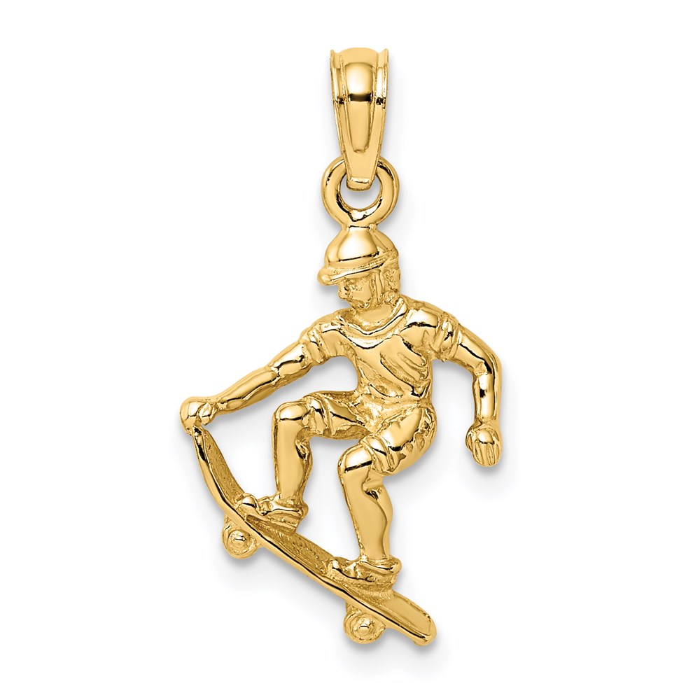 C2651.jpg 14K Solid Polished 3-D Skateboarder Charm - Image 1