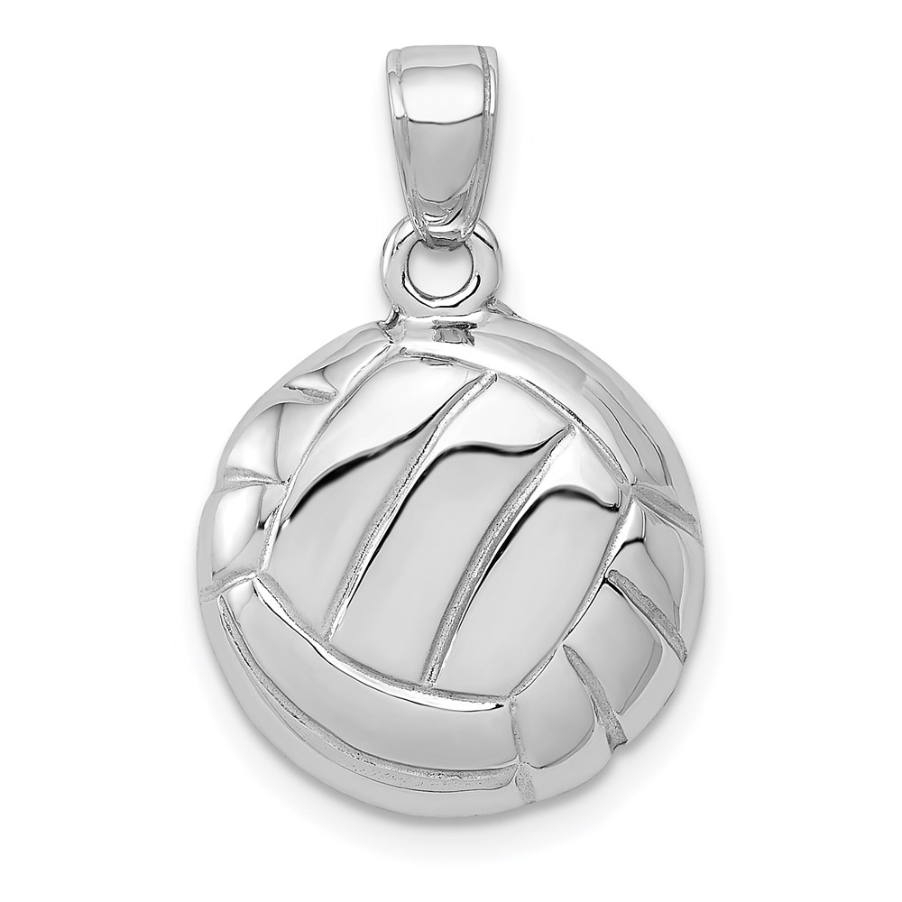 C2655W.jpg 14k White Gold Polished Domed Open-Backed Volleyball Pendant - Image 1