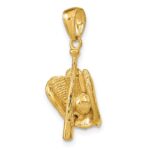 14K Polished 3-D Glove/Bat/Baseball Pendant - Image 4