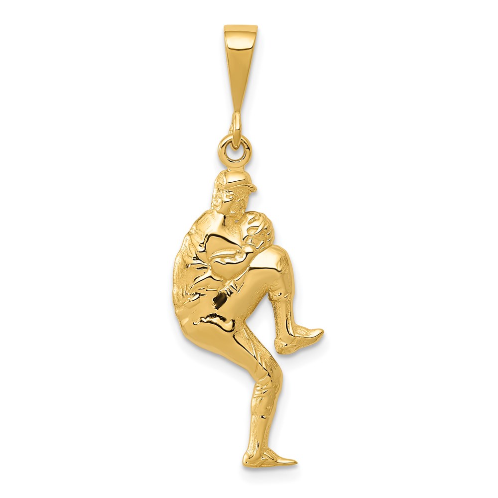 C2663.jpg 14K Polished 3-D Pitcher Baseball Charm - Image 1