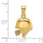 14k Polished Open-Backed Football Helmet Charm - Image 3