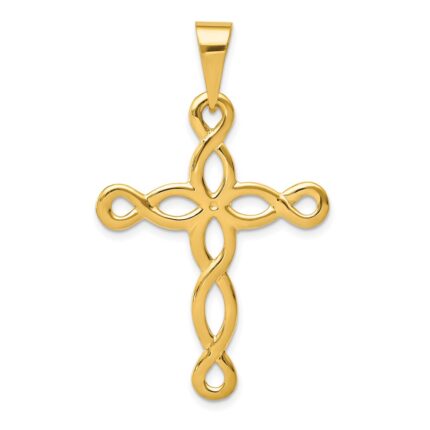 14k Polished Loop Cross Pendant