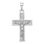 14k White Gold Large Filigree Crucifix Pendant