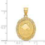 14k Solid Satin Polished Taurus Zodiac Oval Pendant - Image 4