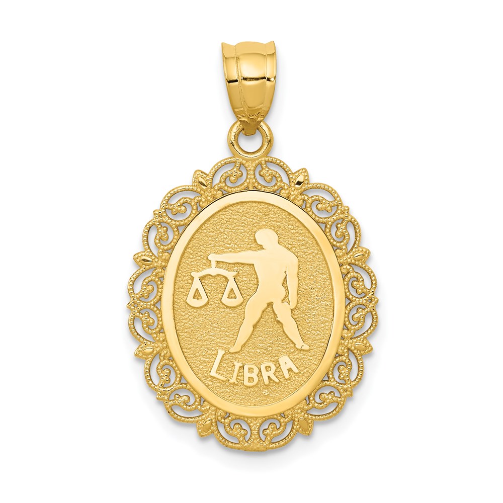 C2849.jpg 14k Solid Satin Polished Libra Zodiac Oval Pendant - Image 1