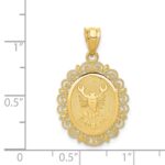 14k Solid Satin Polished Scorpio Zodiac Oval Pendant - Image 4