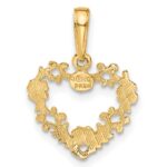 14K Polished Floral Border Heart Pendant - Image 3