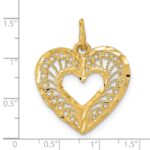 14K Polished Diamond-cut Filigree Heart Pendant - Image 4