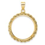 Wideband Distinguished Coin Jewelry 14k Diamond-cut with Rope 27.0mm Prong Coin Bezel Pendant - Image 3