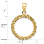 Wideband Distinguished Coin Jewelry 14k Polished Rope 18.0mm Prong Coin Bezel Pendant - Image 4
