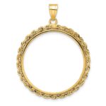 Wideband Distinguished Coin Jewelry 14k Polished Rope 27.0mm Prong Coin Bezel Pendant