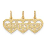 14k Triple Heart Diamond-cut BEST FRIENDS 3-Piece Break-apart Pendant - Image 3