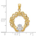 14k and White Rhodium Claddagh Pendant - Image 4