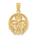 14k Rhodium-plated Shamrock and Claddagh Pendant - Image 3